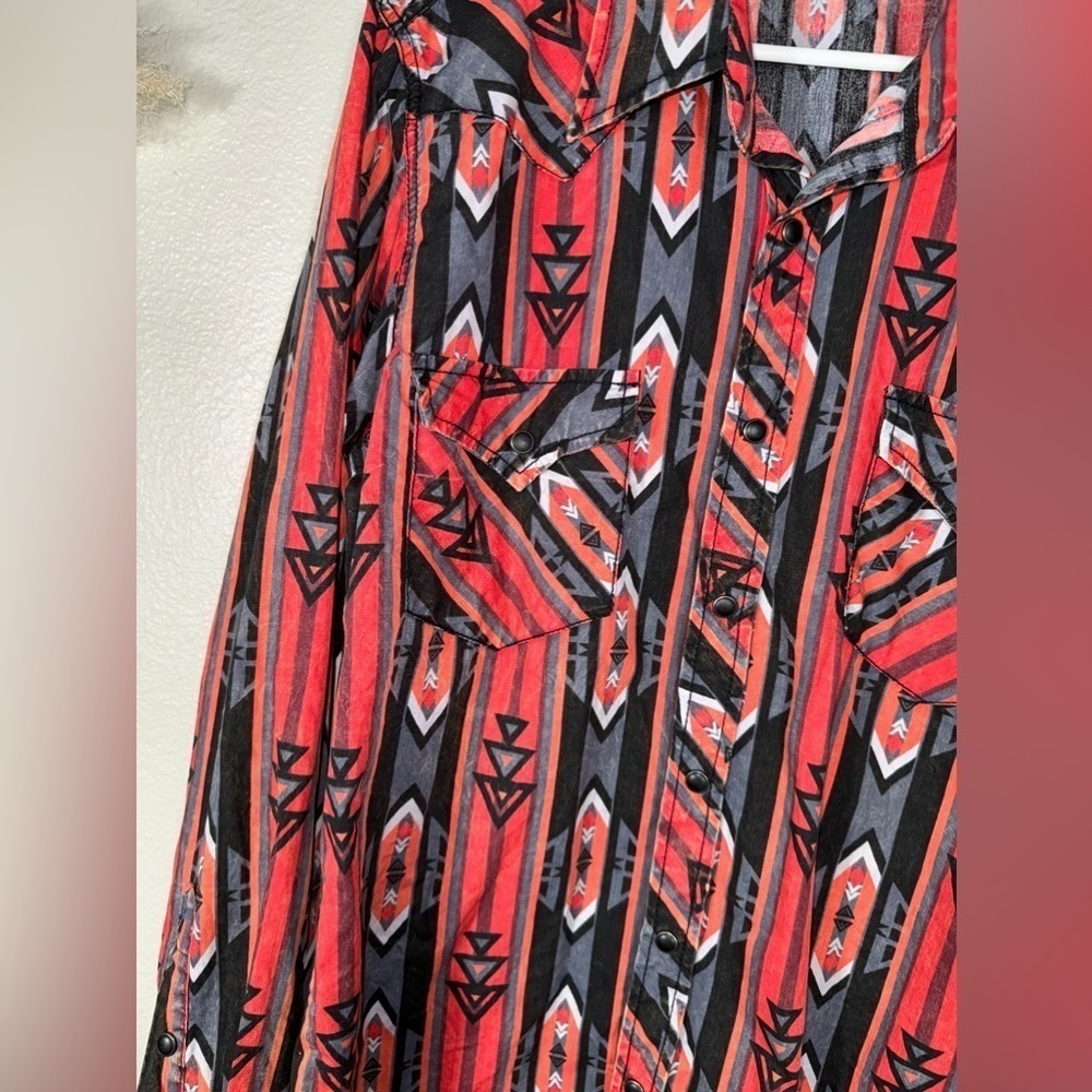 Rock And Roll Cowboy Aztec Print Button Down Shir… - image 3